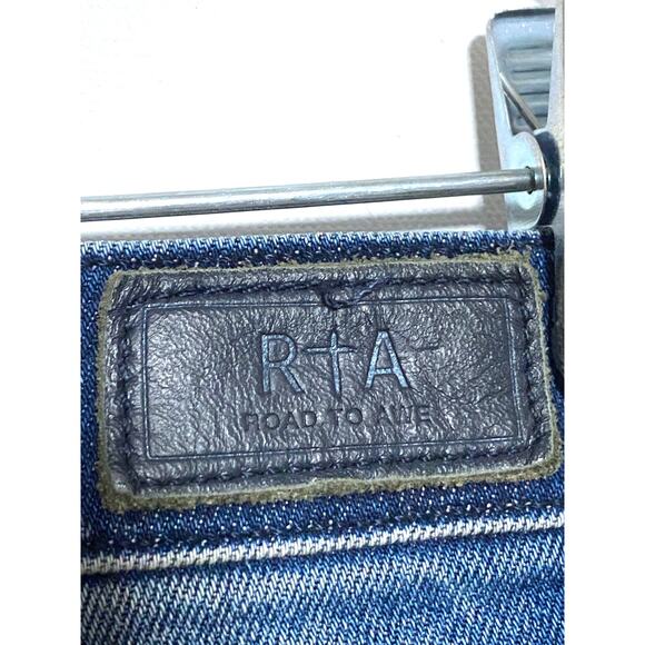 RTA Skinny Jeans Distressed Ripped Cross Patch Button Fly Stretch Womens 25 USA - Picture 8 of 11